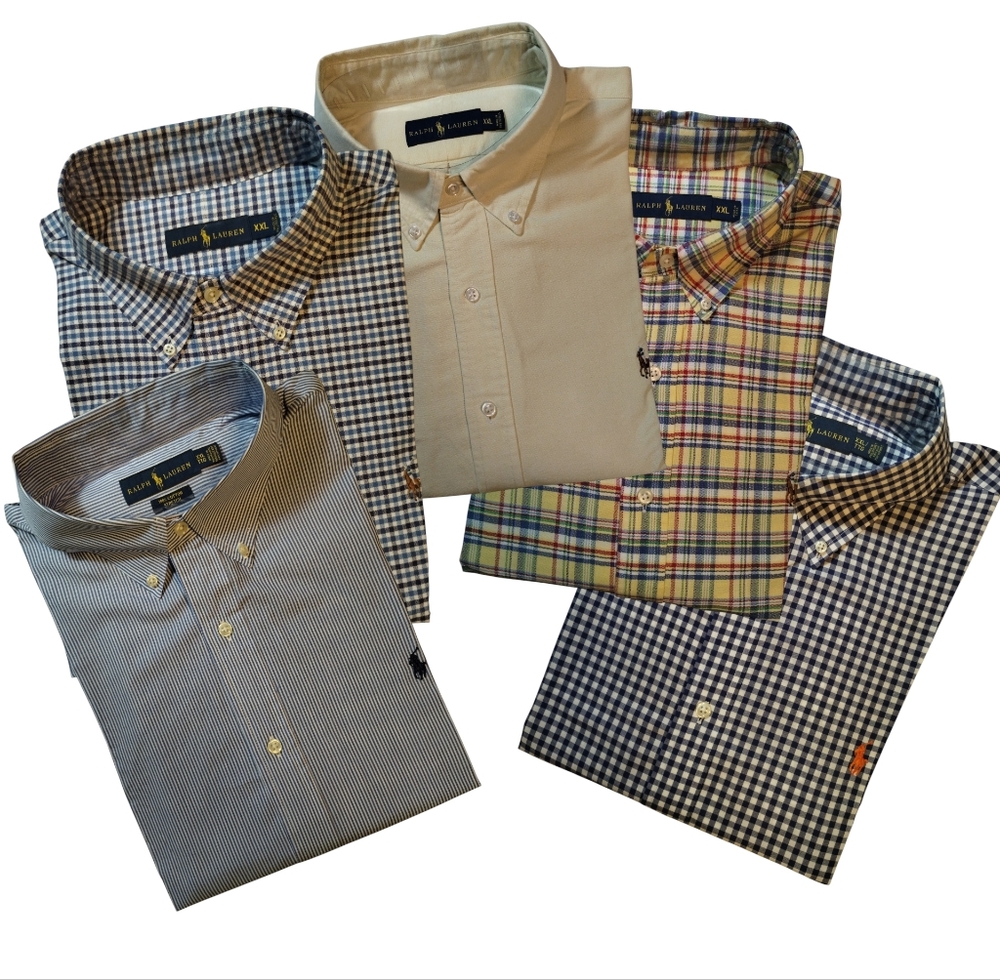 Lot of 5 Polo Ralph Lauren Men’s XXL Button-Down Shirts Long Sleeve Casual